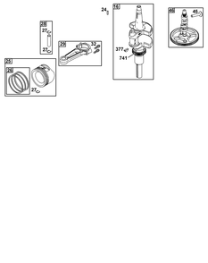 Crankshaft Group Diagram and Parts List for 40N777-0010-B5 400000 - 699999 Briggs and Stratton Engine